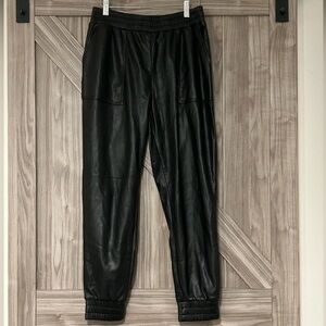 Black Faux Leather Joggers - 7 For All Mankind